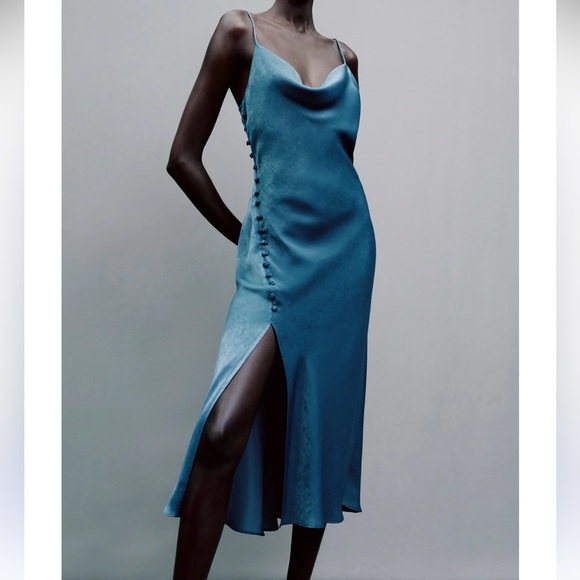 ZARA Satin Lingerie Style Dress - Picture 1 of 11